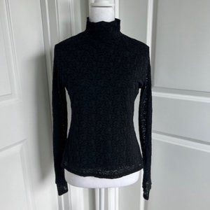 TRIBECA STUDIO LACE MOCK NECK IN BLACK - SIZE SMALL